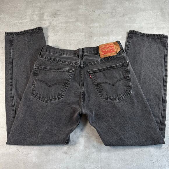 Levis 501 Jeans Mens 32x32 Black denim faded washed out jeans button fly - Picture 2 of 9